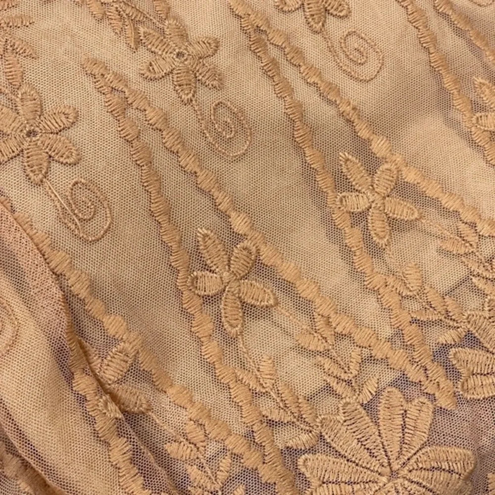 Polagram Tan Midi Lace Embroidered‎ Dress Size Large - Picture 7 of 7